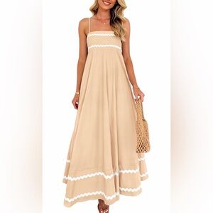 🆕 Casual Sleeveless Spaghetti Strap Ruffle Beach Long Dress